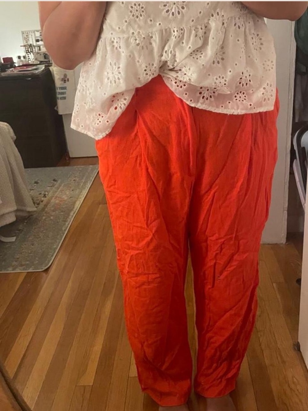 Urban Outfitters Coral Wide-Leg Cotton Pants